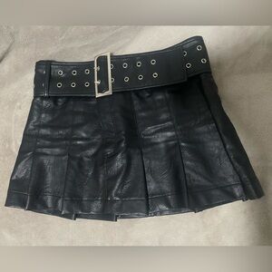 Princess Polly Black Leather Skirt with Silver Accents